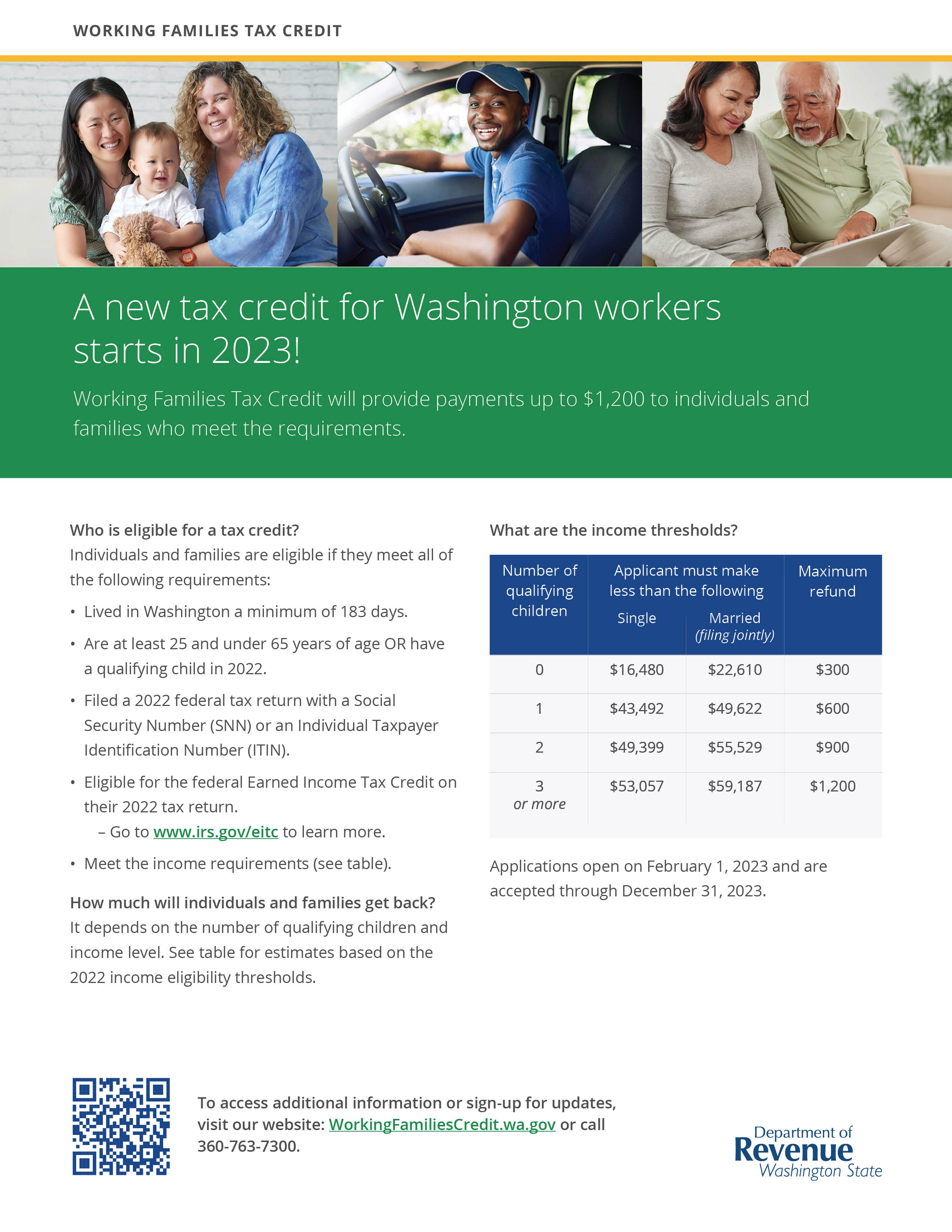 English language flyer for Working Families Tax Credit