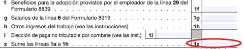 Spanish 1040 line 1z